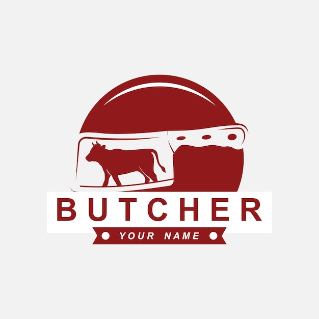 Butcher logo vector with slogan template