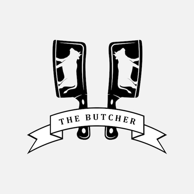 Butcher logo vector with slogan template