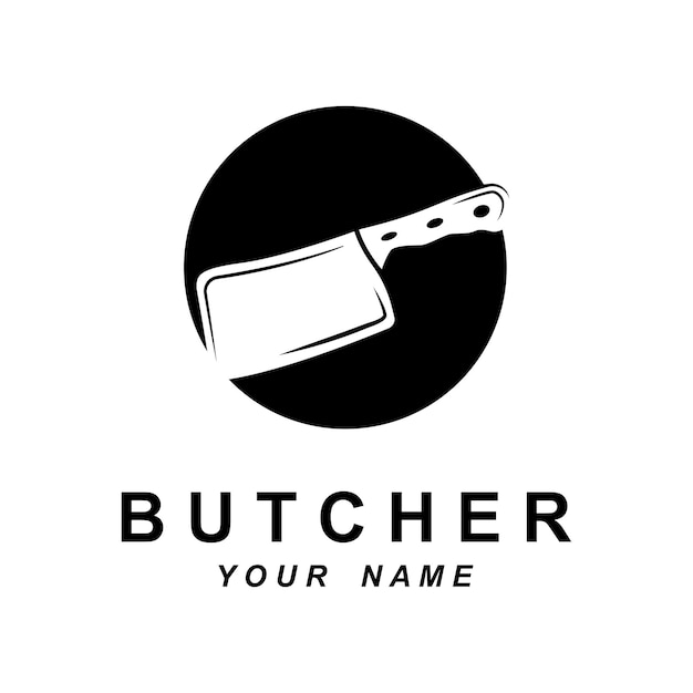 Butcher logo vector with slogan template