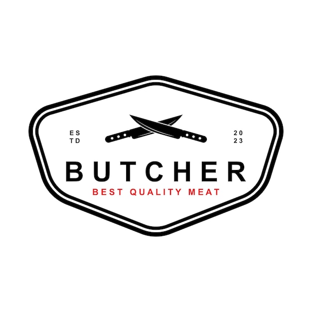 Premium Vector | Butcher logo vector with slogan template