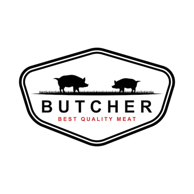 Butcher logo vector with slogan template