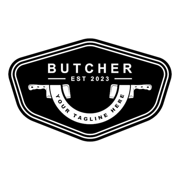 Butcher logo vector with slogan template