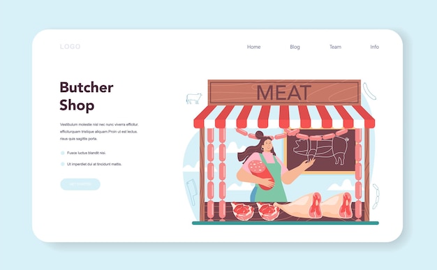 Butcher or meatman concept fresh meat and semifinished products