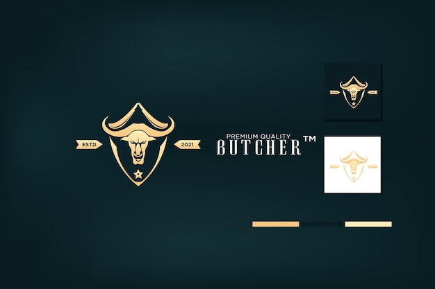 Butcher shop logo emblem for design