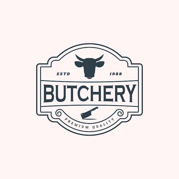 Butcher shop and meat store restaurant vintage circle badge logo