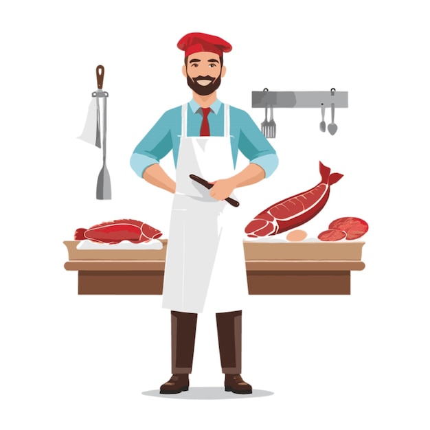 Vector butcher vector on white background