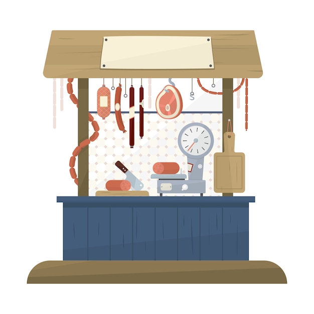 Butchers Shop in Flat style