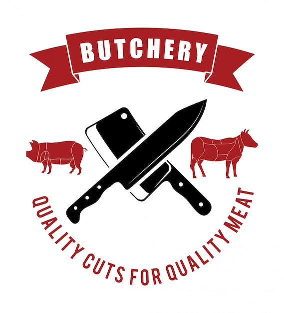 Vector butchery or butcher theme