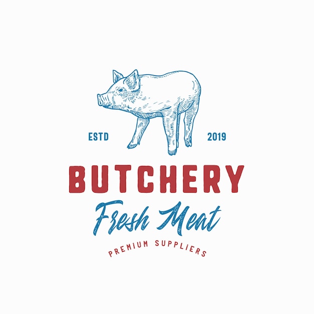 Vector butchery fresh meat abstract sign