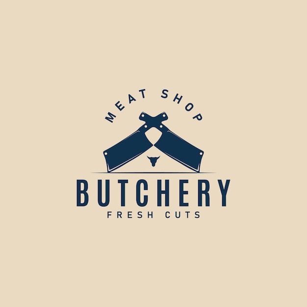 butchery knife logo vintage butcher shop logo template vector illustration design graphic