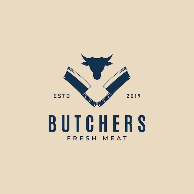 Vector butchery knife logo vintage design template vector illustration design graphic