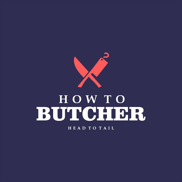 butchery logo knife chop and cut vector