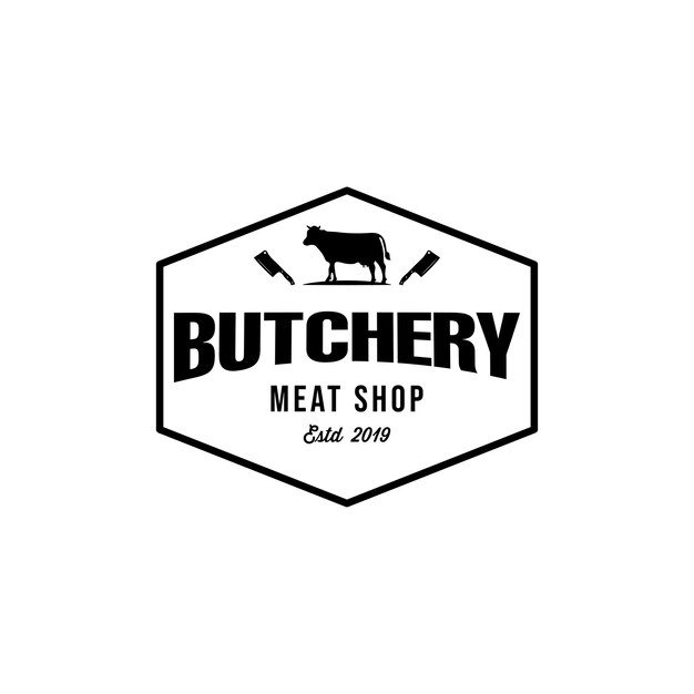 Butchery or meat shop vintage logo template.