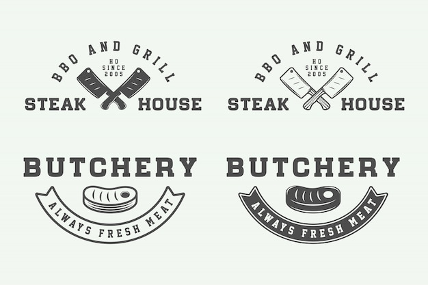 Butchery steak logos, emblems