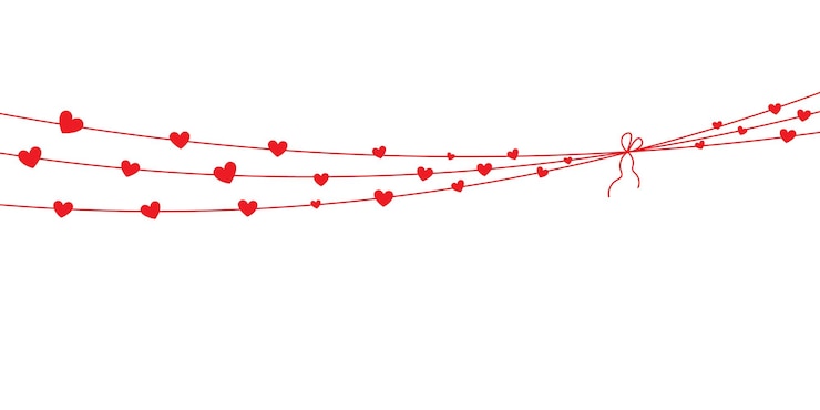 Vector bute hand drawn valentines day border with red hearts