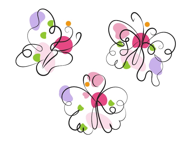 Vettore butterfly un'unica linea d'arte disegno vettoriale illustrazione disegnata a mano