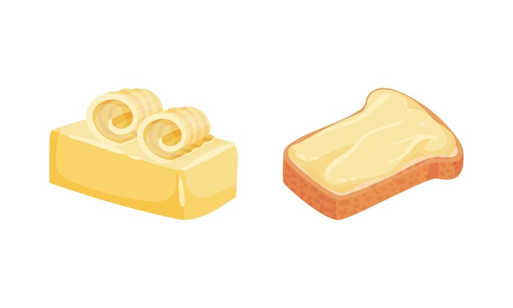 Vector butter as dairy product spread on bread vector set