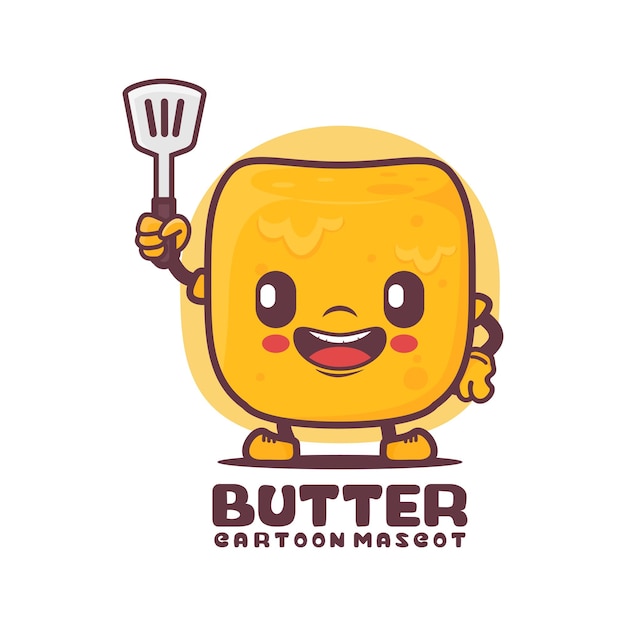 Butter cartoon mascot food vector illustration