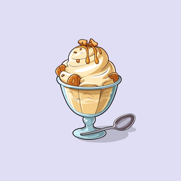 butter pecan ice cream clip art illustration