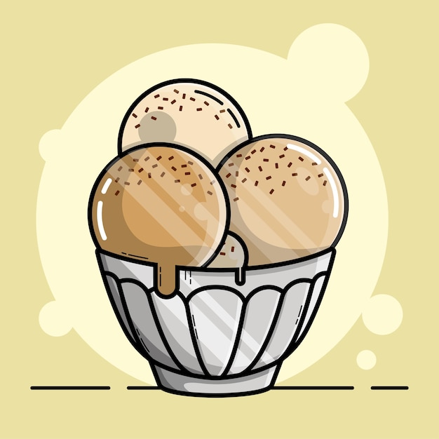 Butter Pecan Ice Cream Food and Beverage illustration Sweet dessert vector