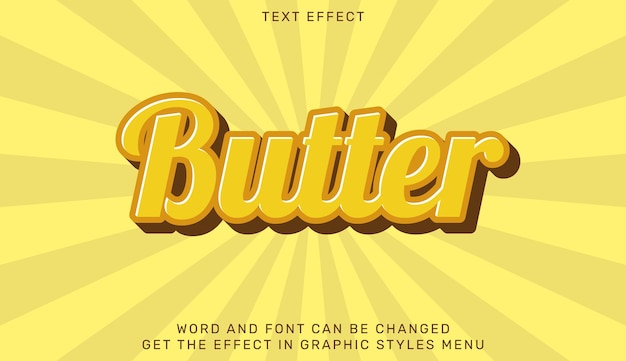 Vector butter tekst effect sjabloon in 3d ontwerp