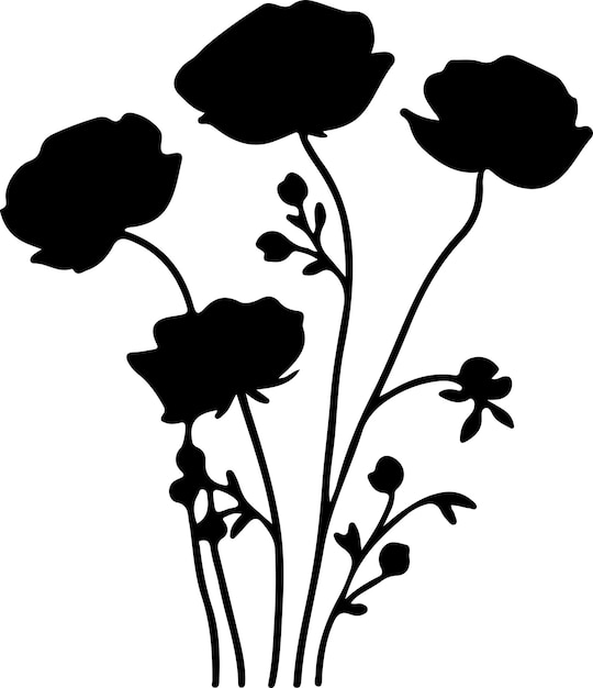 Vettore silhouette nera di buttercup con sfondo trasparente