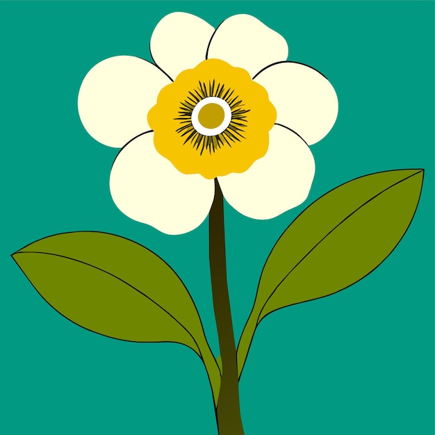 Vector buttercup wild flower with green leaves