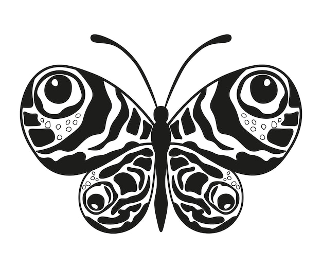 Illustrazione della farfalla nello stile dell'inchiostro di arte