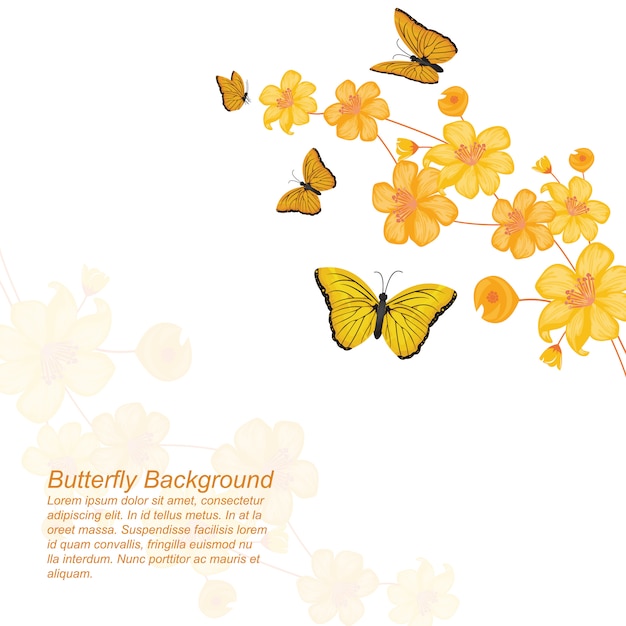 Vector butterflies flower floral summer spring frame background