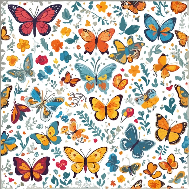 Vector butterflies pattern vector on a white background