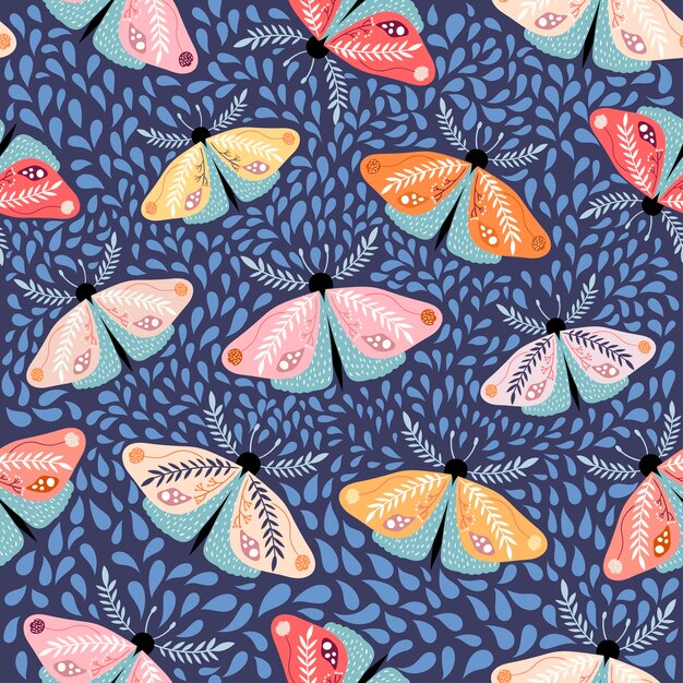 Vector butterflies seamless pattern, decorative modern design