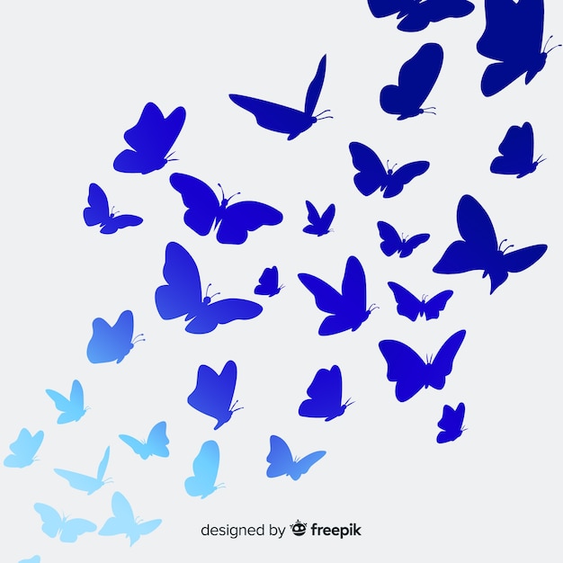 Vector butterflies silhouettes background