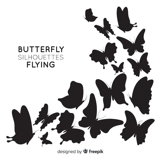 Vector butterflies silhouettes background