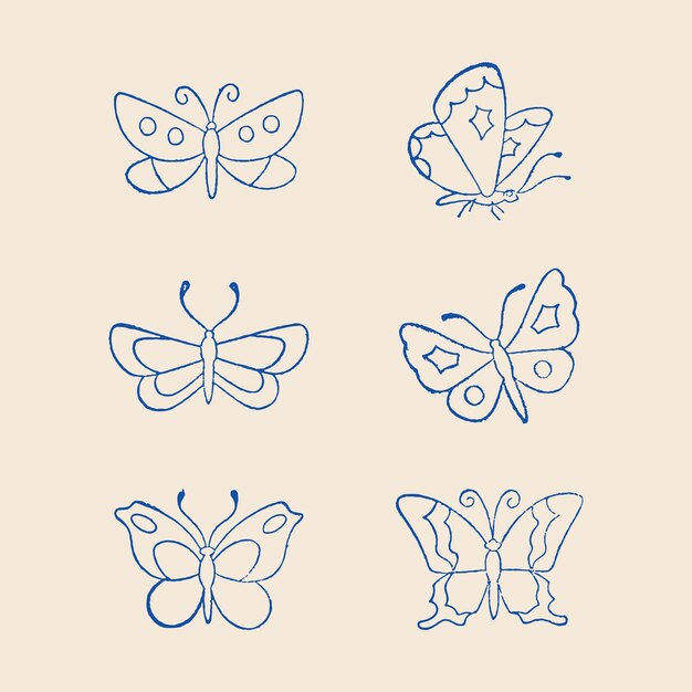 Vector butterflies vector illustrations icons flat design graphic elements set 6