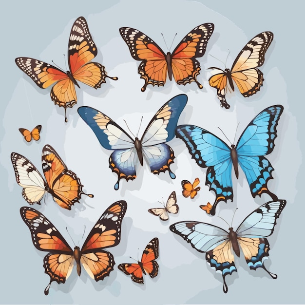 Butterflies vector on a white background