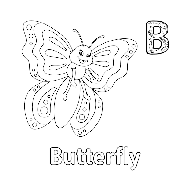 Butterfly Alphabet ABC Coloring Page B