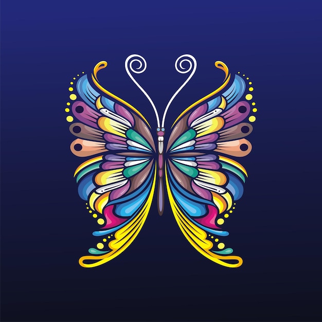 Butterfly art with colorful vector premium design