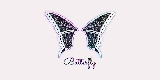 蝶の美しいロゴデザインの翼蝶の美しい色