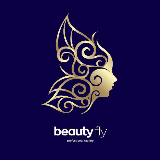 butterfly beauty face logo design