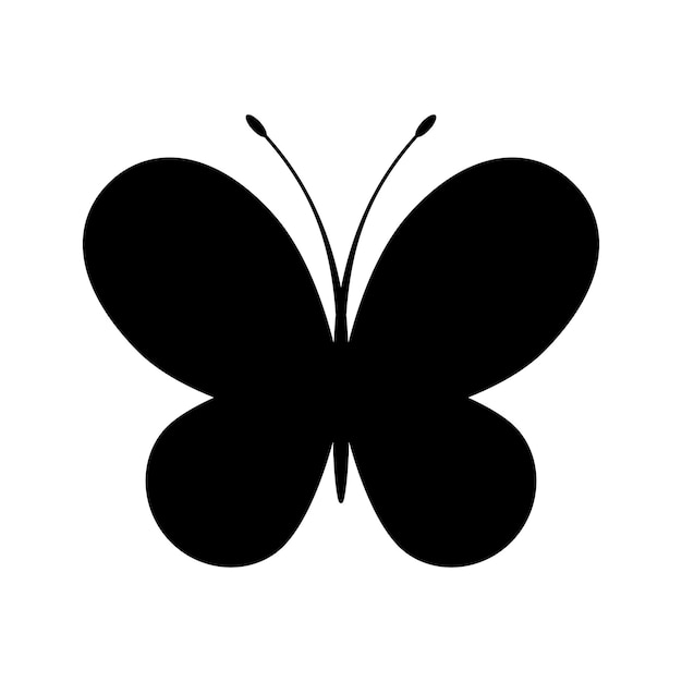 白い背景の黒い蝶のアイコン分離ベクトル要素