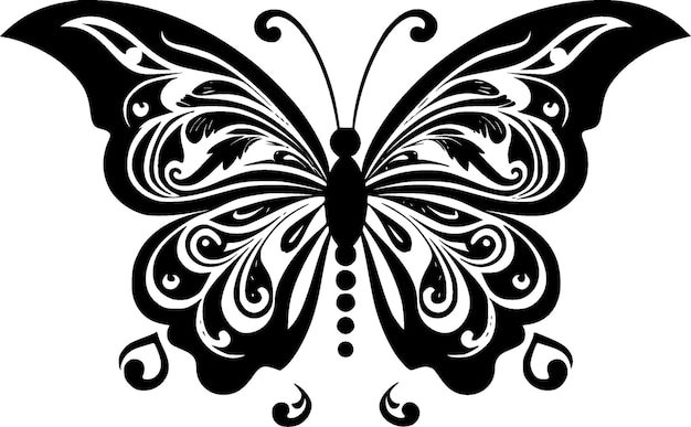 Vector butterfly black and white vector illustration