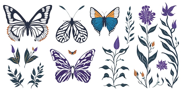 Butterfly Bliss Kleurrijke Vector Set Mooie Insecten