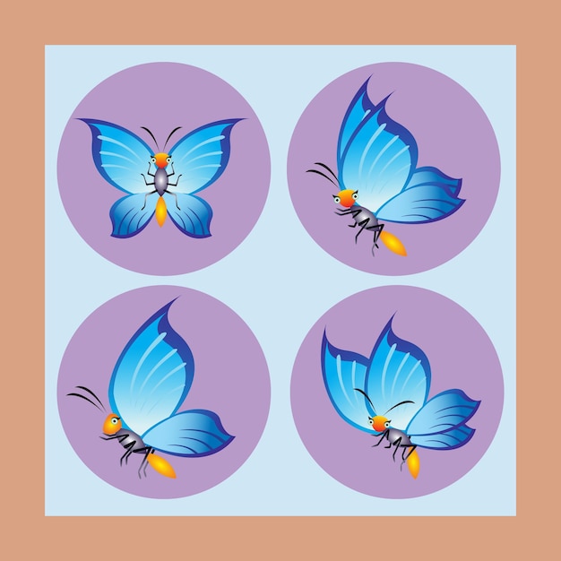 Butterfly Blue in a circle vector