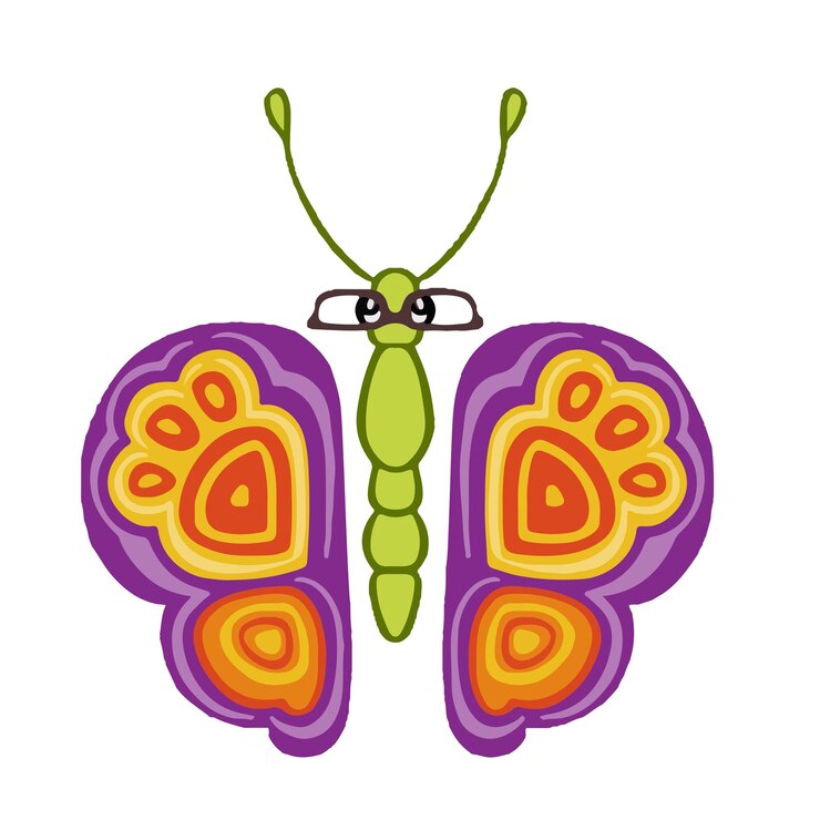 वेक्टर butterfly bright colored childish cartoon style vector illustration