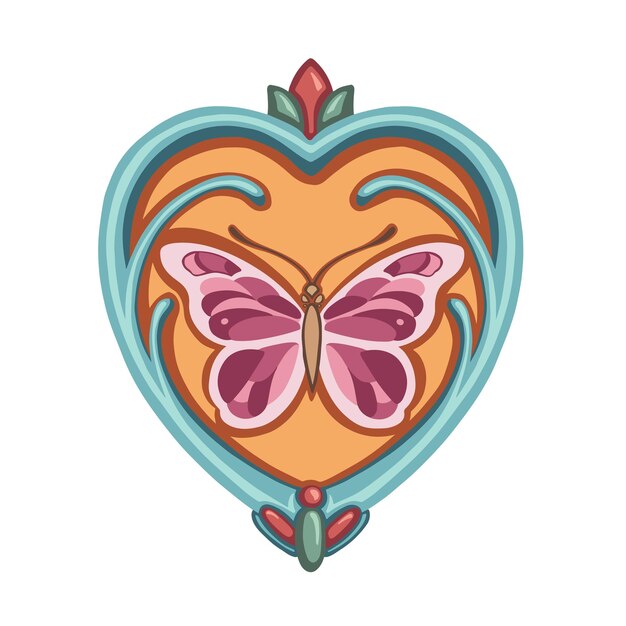 Vector butterfly bright colored ethnic boho style vector illustration