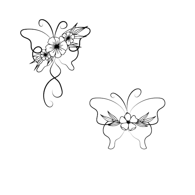 A butterfly and a butterfly on a white background