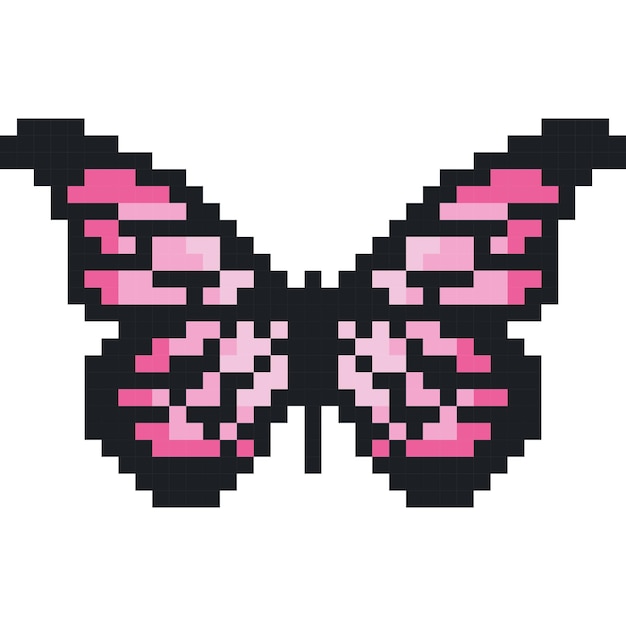 Vector butterfly cartoon icon in pixel style