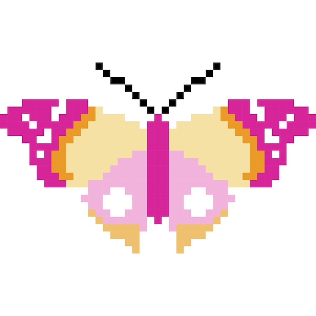 Vector butterfly cartoon icon in pixel stylex9