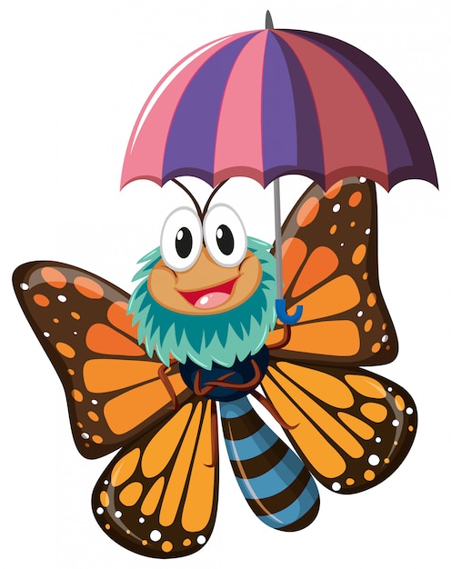 Butterfly character holding umbrella