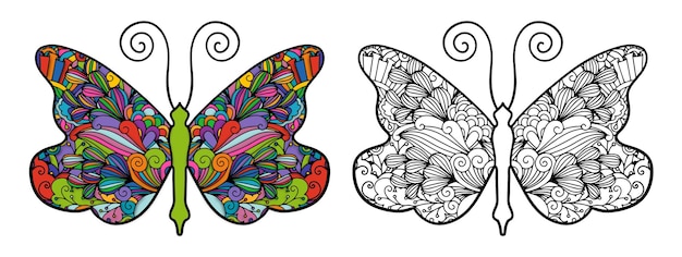 Butterfly coloring book page for adults colorful mandala design coloring backgrounds